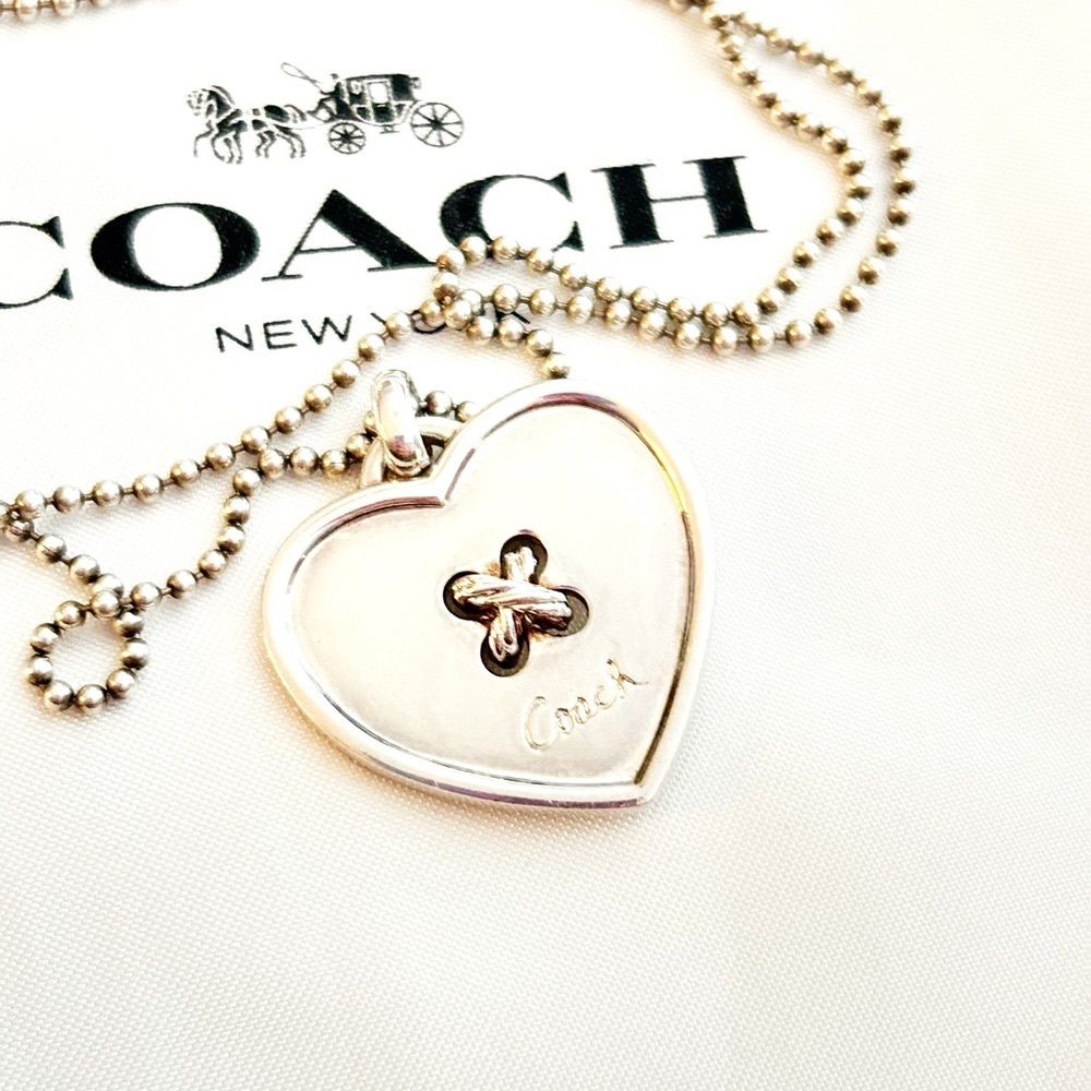 💰SOLD💰RARE Coach 925 Sterling Silver Heart Necklace - Picture 3 of 11